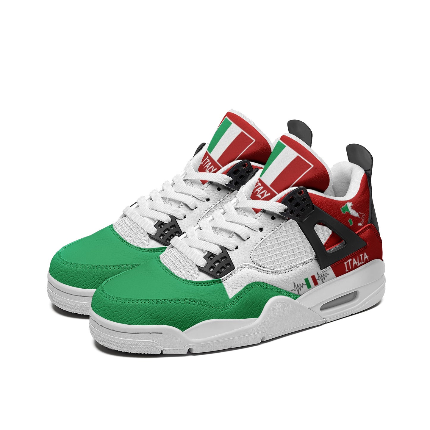 Italy Flag Shoes - Rebel Sole mid top sneaker in Green, White, Red - right side profile view