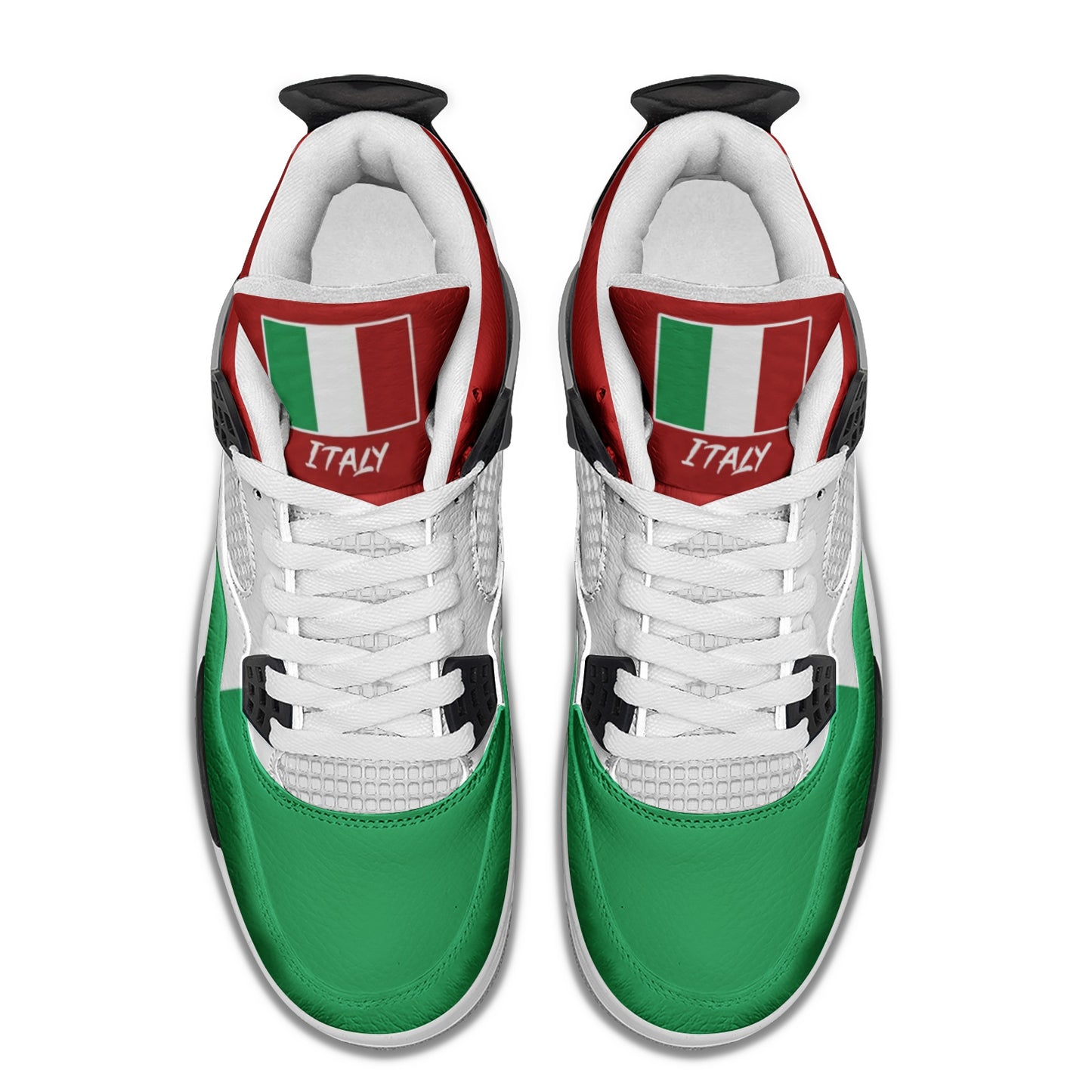 Italy Flag Shoes - Rebel Sole mid top sneaker in Green, White, Red - inner side and tongue flag view