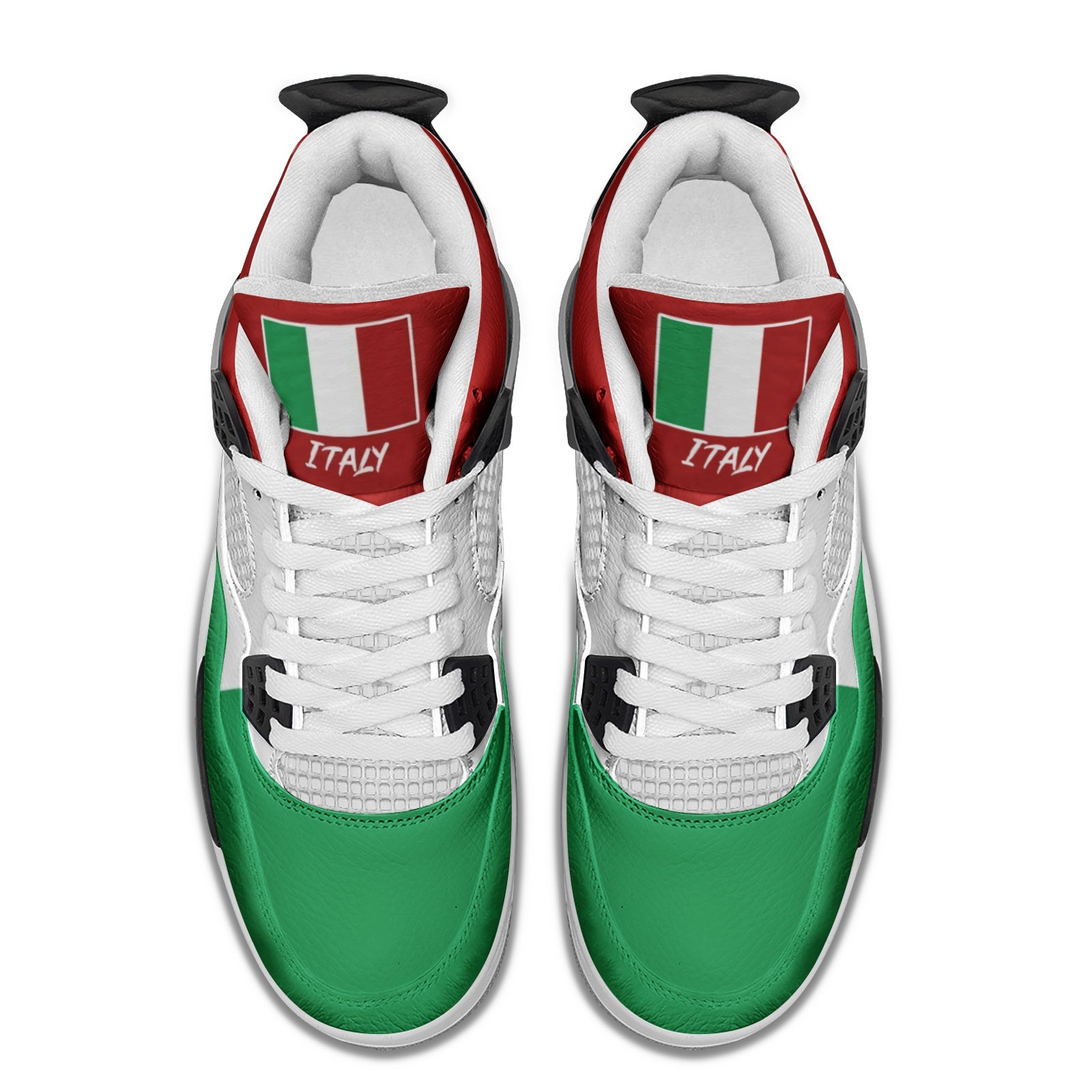 Italy Flag Shoes - Rebel Sole mid top sneaker in Green, White, Red - inner side and tongue flag view