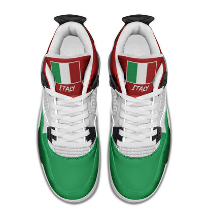 Italy Flag Shoes - Rebel Sole mid top sneaker in Green, White, Red - inner side and tongue flag view