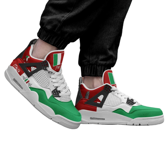 Italy Flag Shoes - Rebel Sole mid top sneaker in Green, White, Red - sole and outsole view