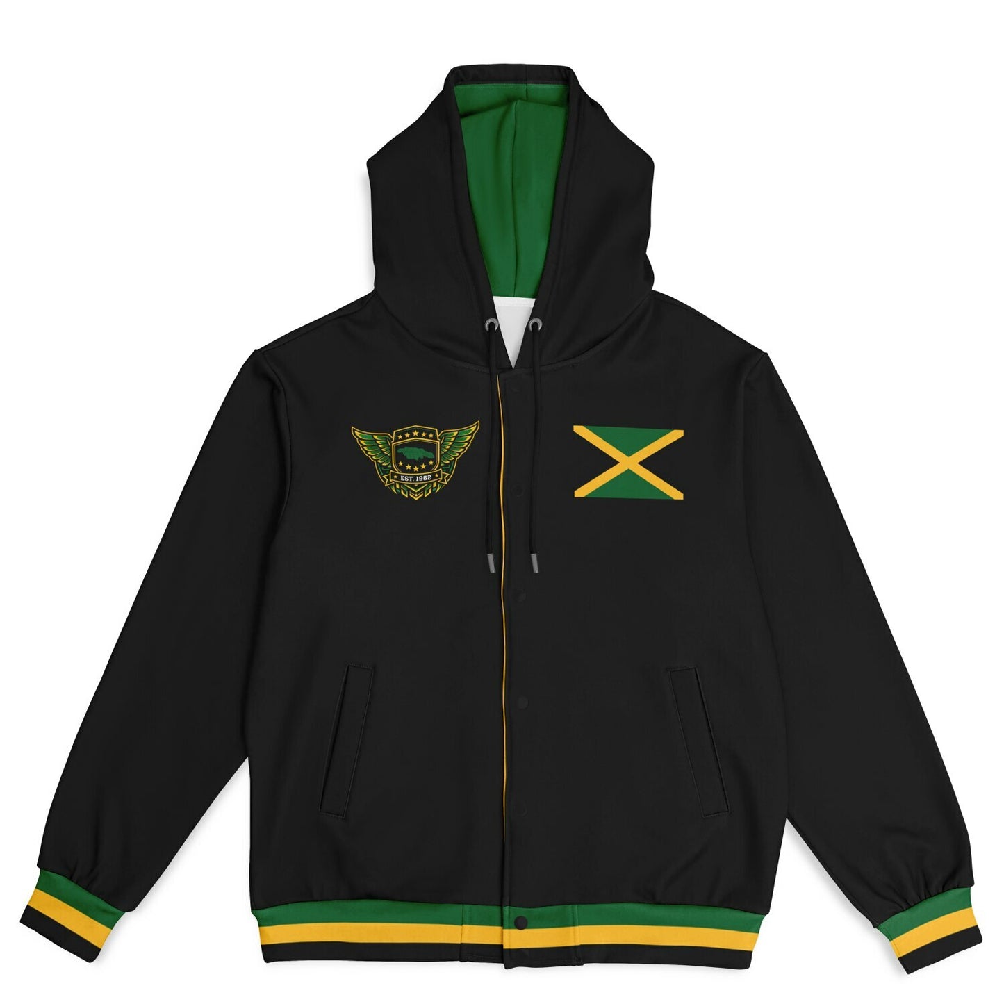 Jamaica Lion Of Judah Hooded Baseball Jacket