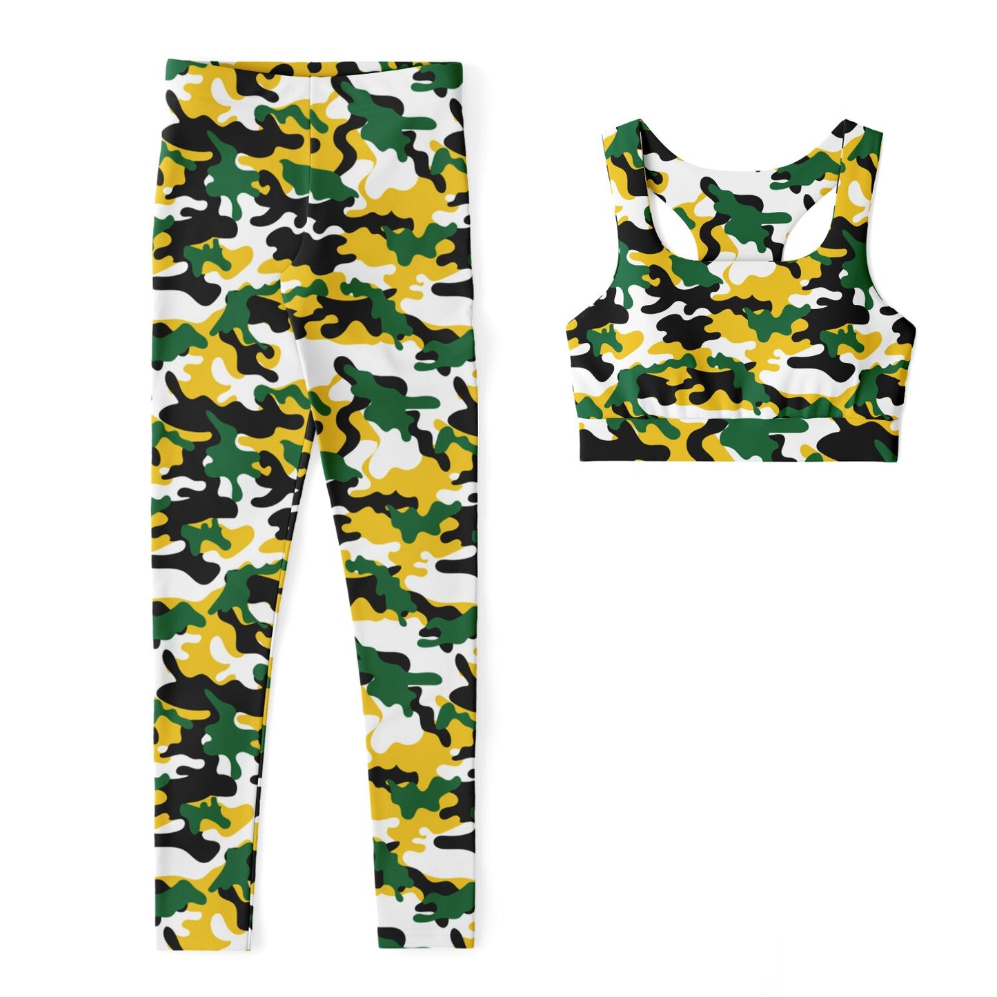 Jamaica Camo Padded Sports Bra & Leggings Set