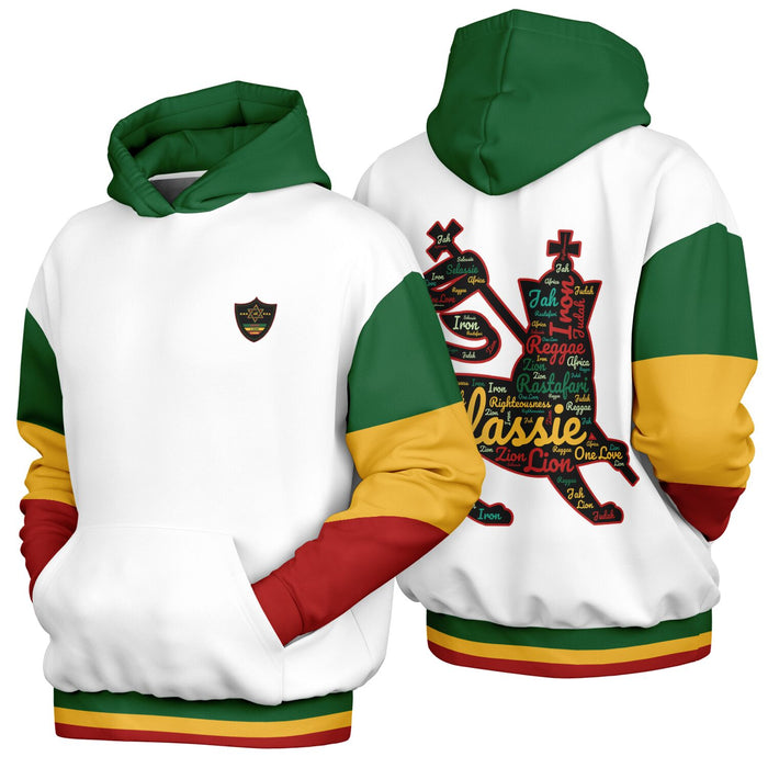 Rasta Heavyweight Pull Over Hoodie - White LOJ