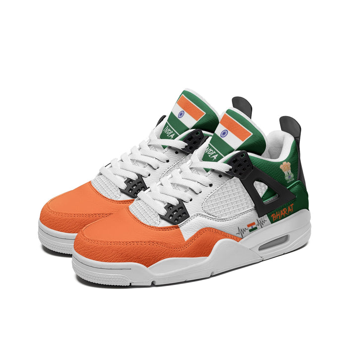India Flag Shoes - Rebel Sole mid top sneaker in Saffron, White, Green - right side profile view