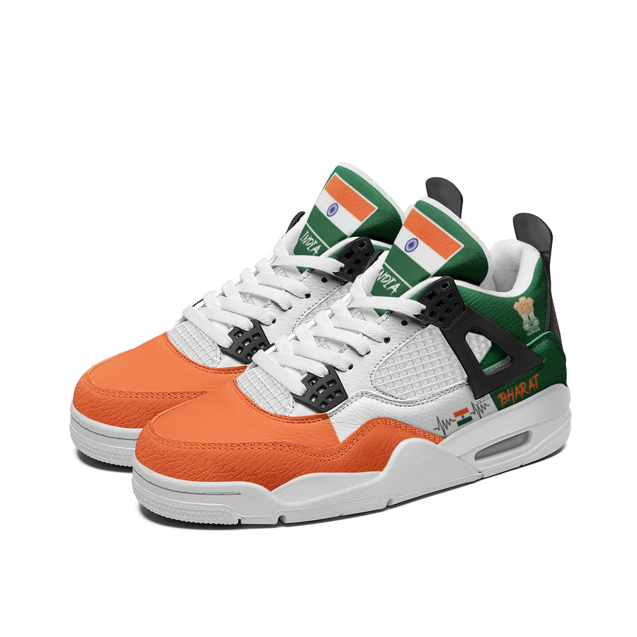 India Flag Shoes - Rebel Sole mid top sneaker in Saffron, White, Green - right side profile view