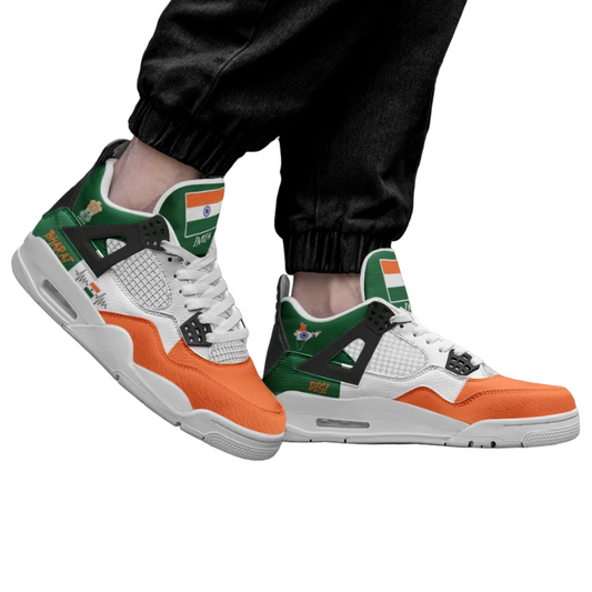 India Flag Shoes - Rebel Sole mid top sneaker in Saffron, White, Green - sole and outsole view
