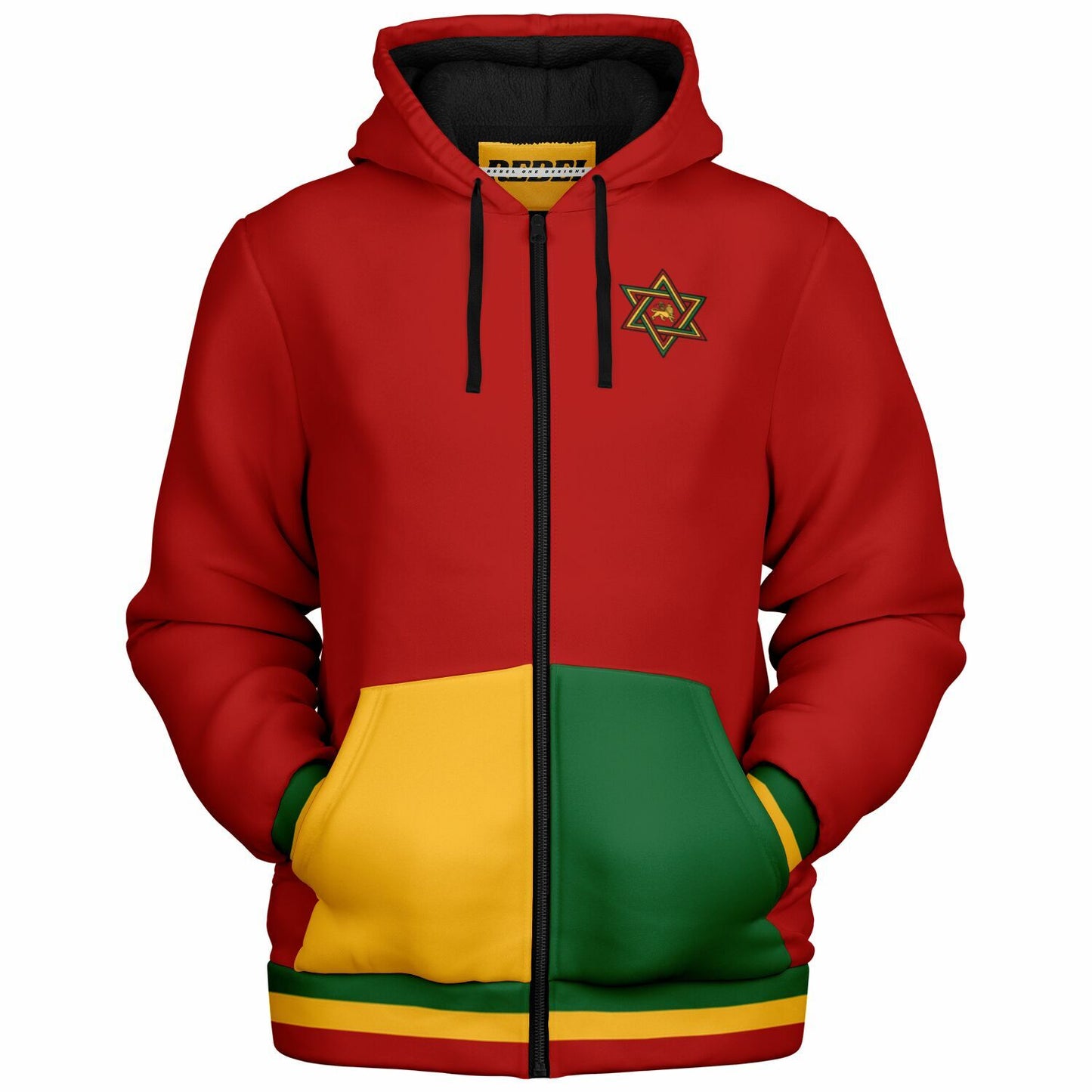 Rasta Fleece Lined Zip Up Hoodie