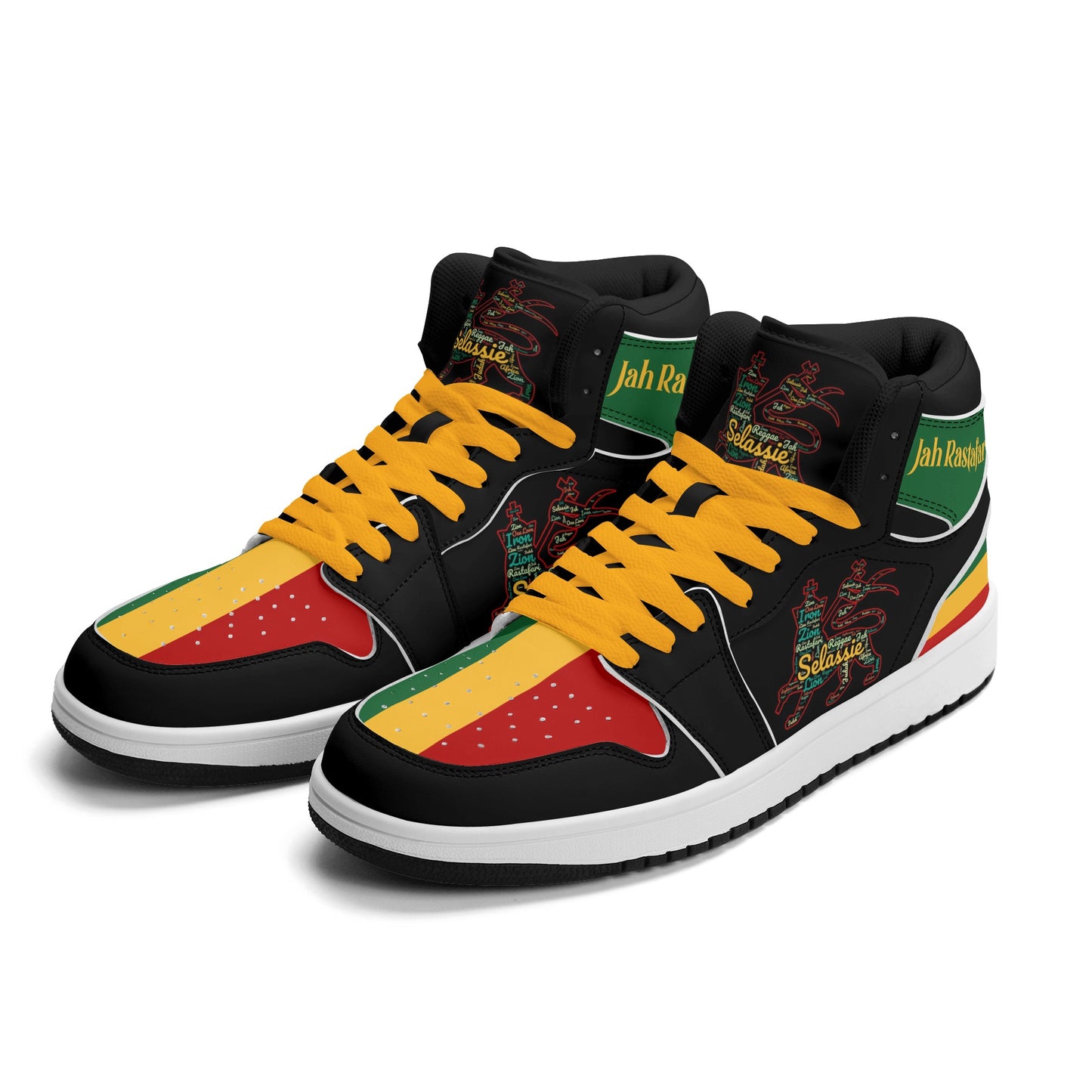 Jamrock Classics High - Jah Lion of Judah Black Shoes