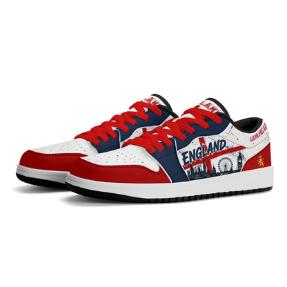 England Soccer Flag Shoes - Lion Heart Pride Sneakers - Jamrock Low