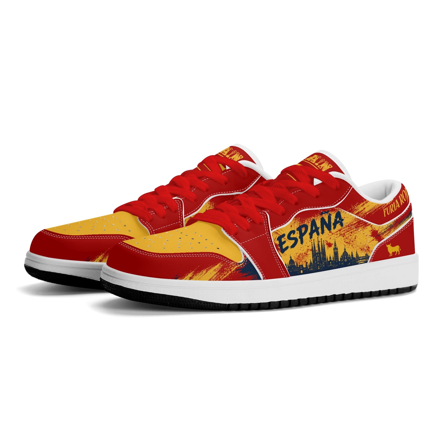 Spain Soccer Flag Shoes - Jamrock Low Sneakers - Rojigualda Pride
