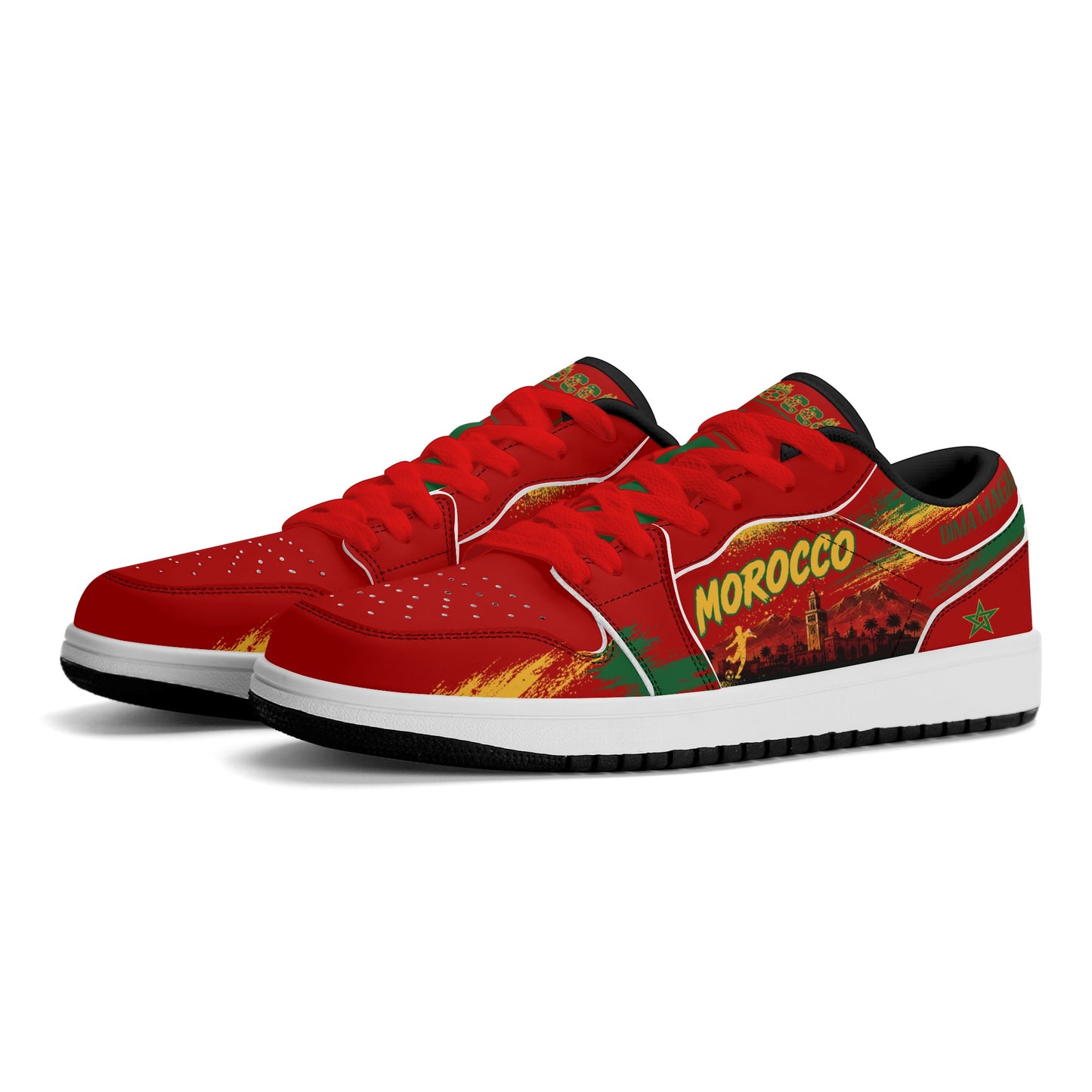 Morocco Soccer Flag Shoes - Jamrock Low Sneakers - Dima Maghrib Pride