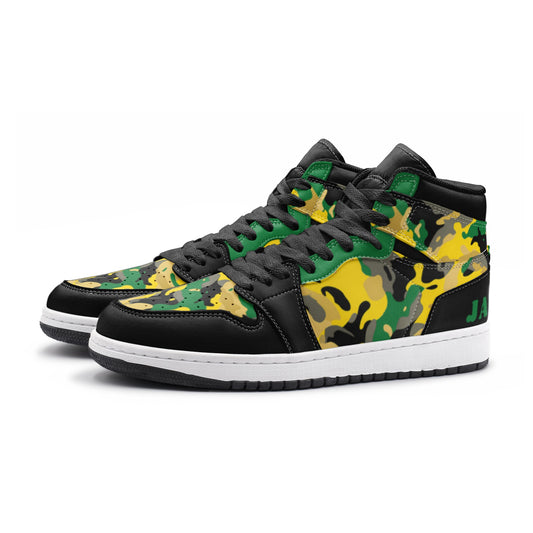 Jamaican Flag Colors Camo Hightop Basketball Sneakers