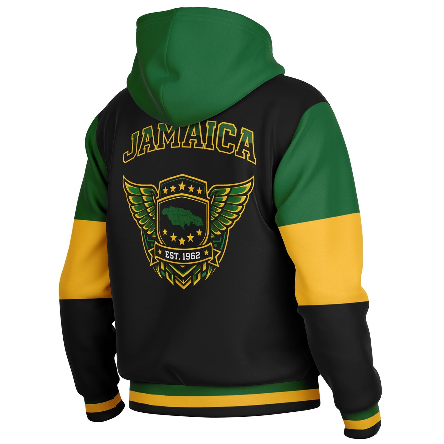 Jamaica Map Hooded Baseball Jacket