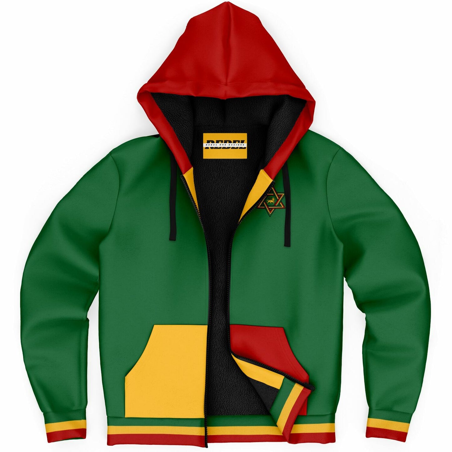 Rasta Fleece Lined Zip Up Hoodie