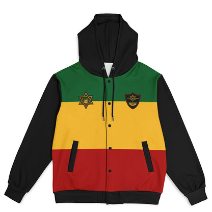 Rasta Lion Of Judah Hooded Baseball Jacket