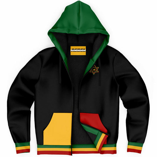 Rasta Fleece Lined Zip Up Hoodie