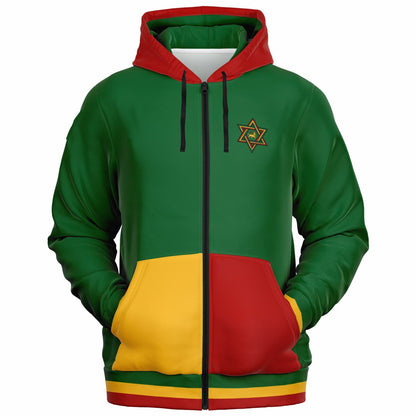 Rasta Lion Of Judah Athletic Zip Up Hoodie