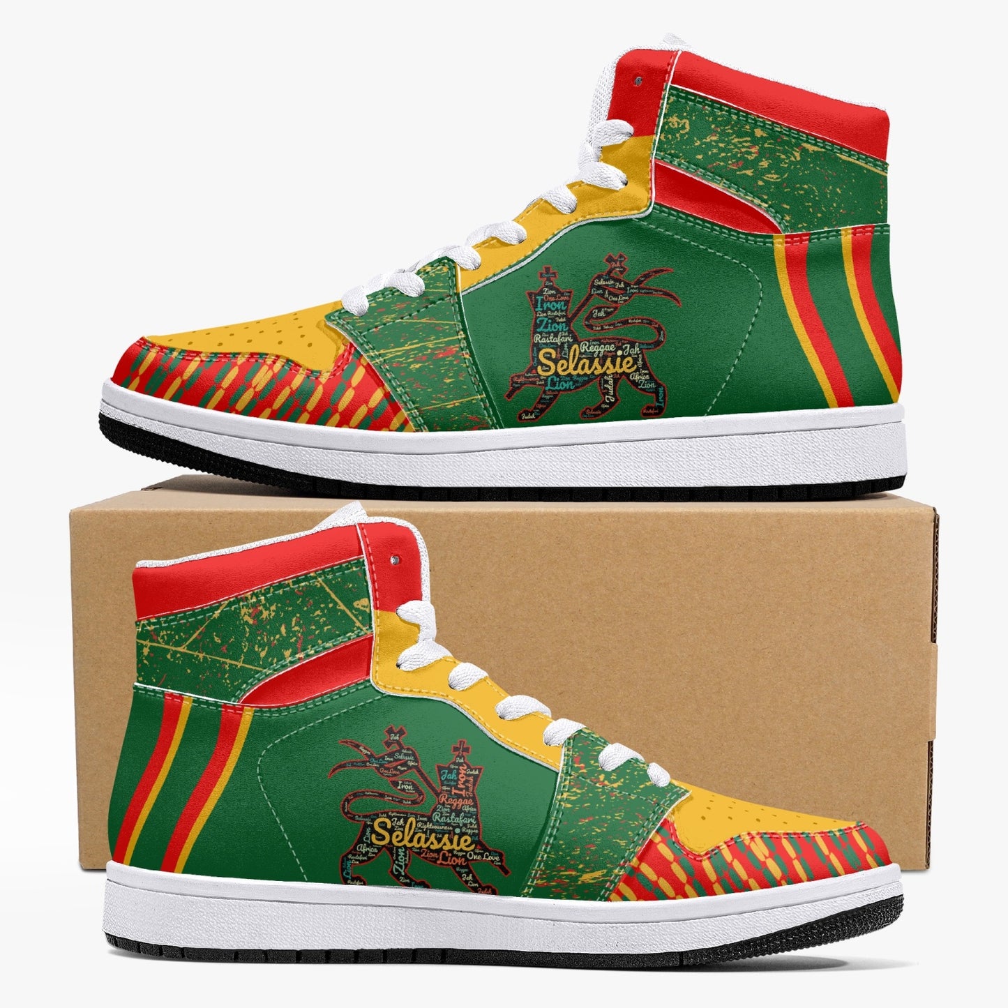 Rasta Shoes Lion of Judah Hightop Basketball Sneakers - Green