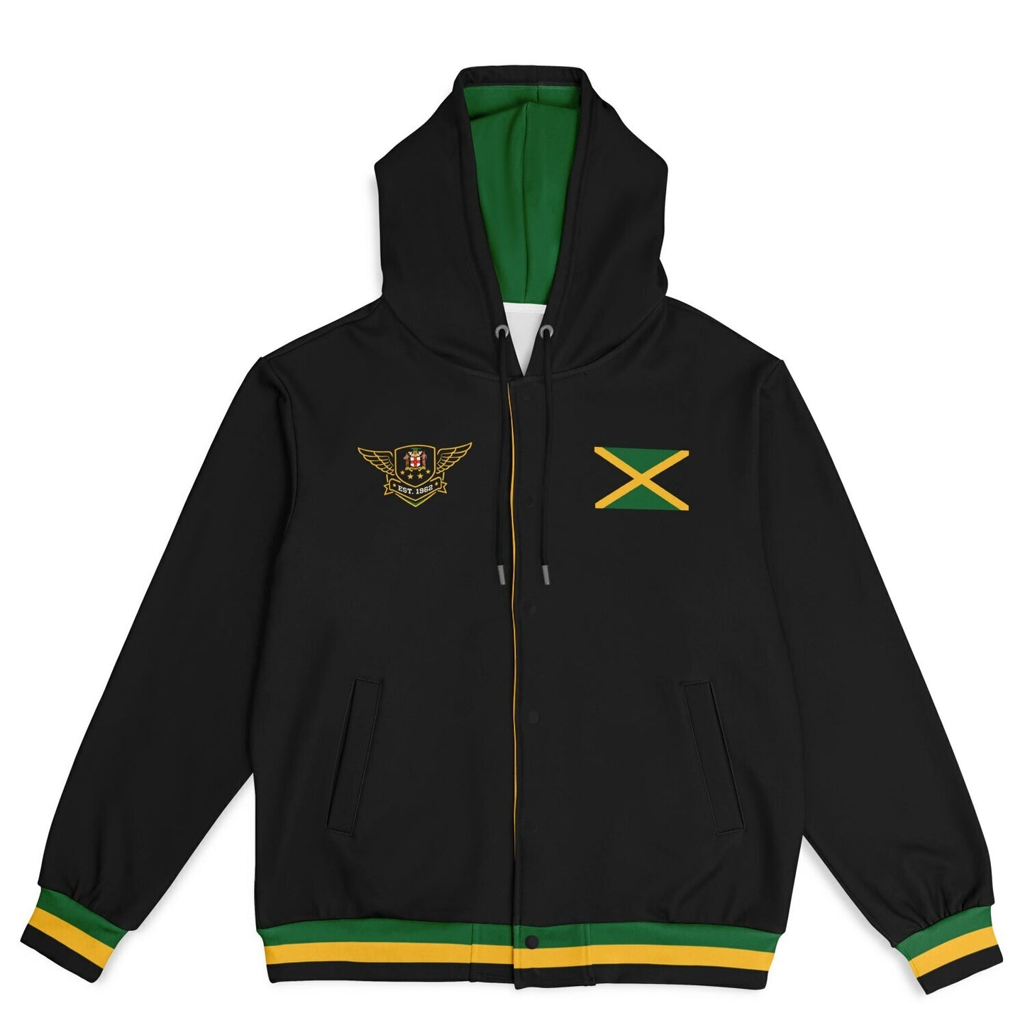 Jamaica Crest Hooded Baseball Jacket