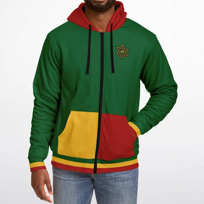 Rasta Fleece Lined Zip Up Hoodie