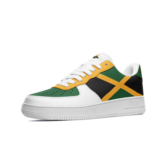 Jamaican Colors Shoes, Rasta Mens Shoes, Womens Rasta Shoes all on a white background as a product image.