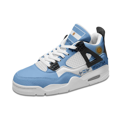 Argentina flag shoes - Rebel Sole mid top sneakers in sky blue and white with the Sun of May and Argentine flag detailing