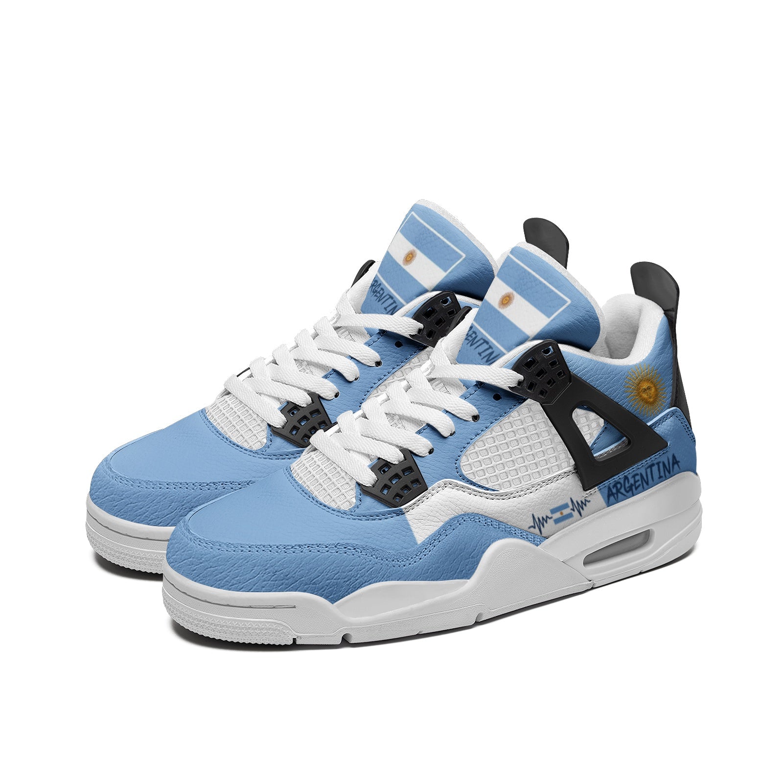 Argentina flag shoes - Rebel Sole mid top sneakers in sky blue and white with the Sun of May and Argentine flag detailing