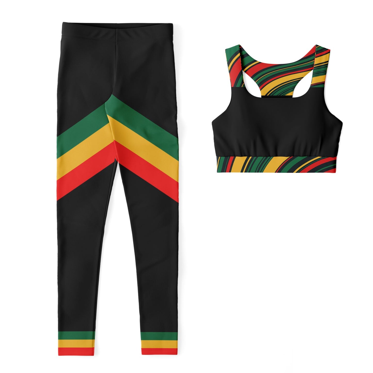 Rasta Padded Sports Bra & Leggings Set