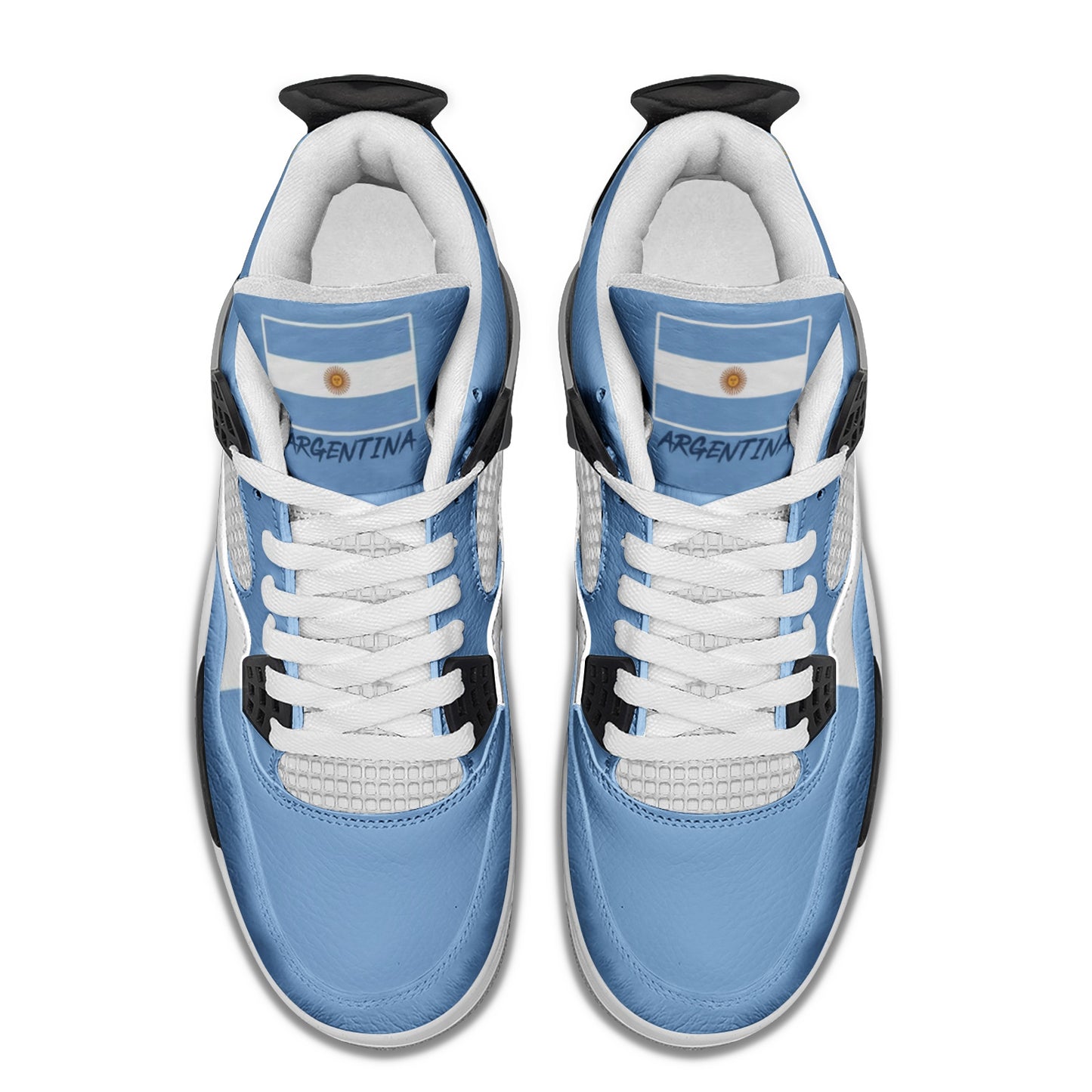 Argentina flag shoes - Rebel Sole mid top sneakers in sky blue and white with the Sun of May and Argentine flag detailing