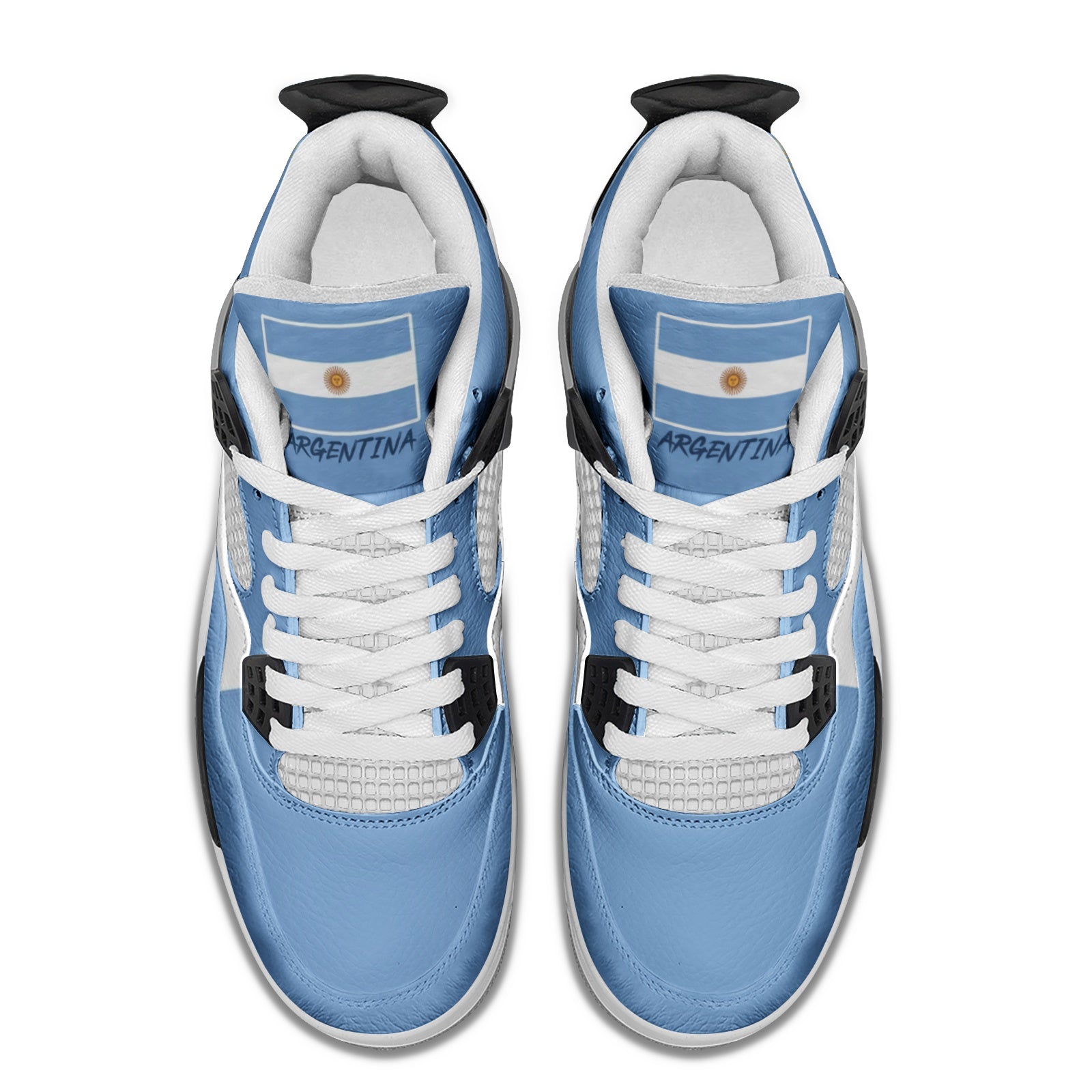 Argentina flag shoes - Rebel Sole mid top sneakers in sky blue and white with the Sun of May and Argentine flag detailing
