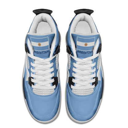 Argentina flag shoes - Rebel Sole mid top sneakers in sky blue and white with the Sun of May and Argentine flag detailing