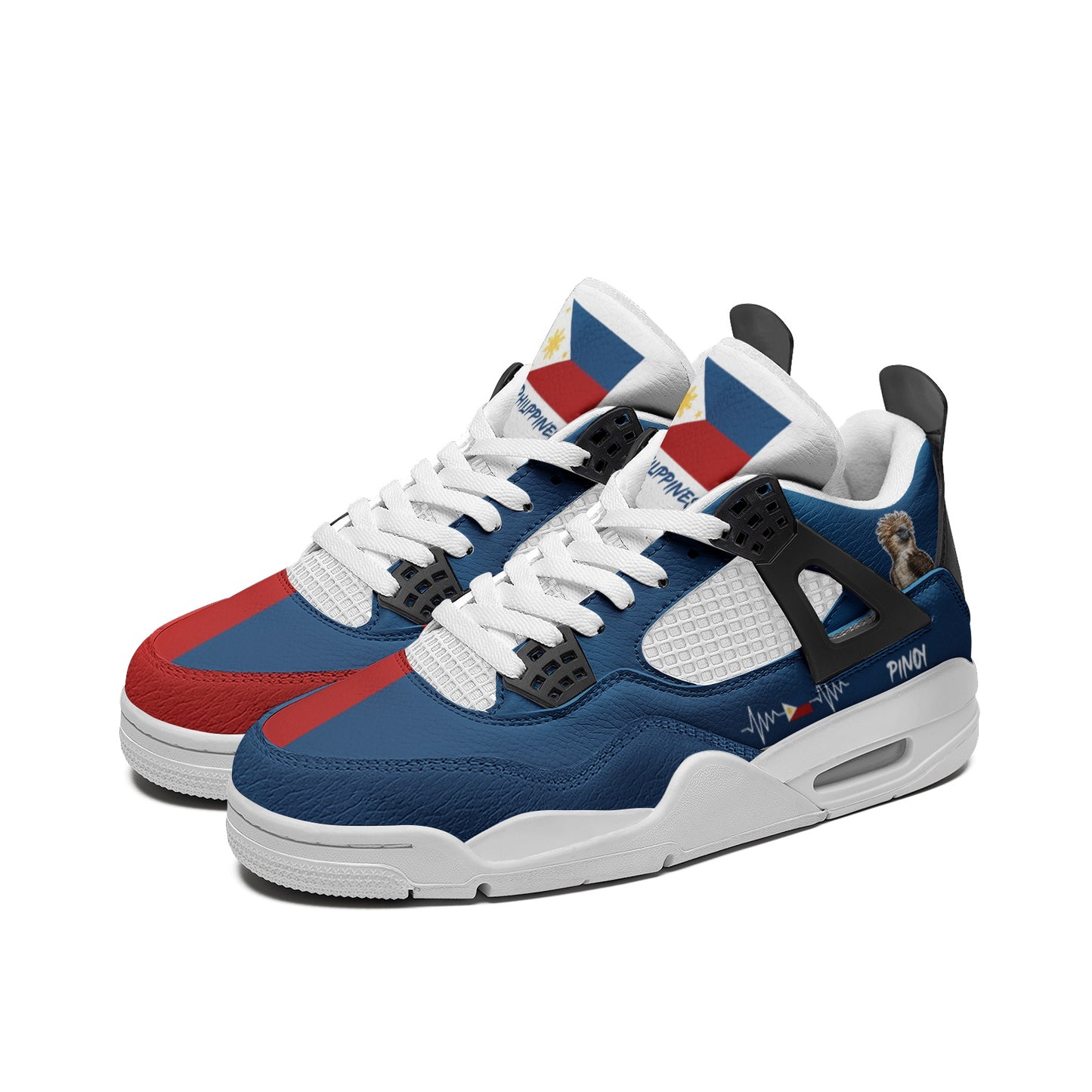 Philippines Flag Shoes - Rebel Sole mid top sneaker in Blue, Red, White, Yellow - right side profile view
