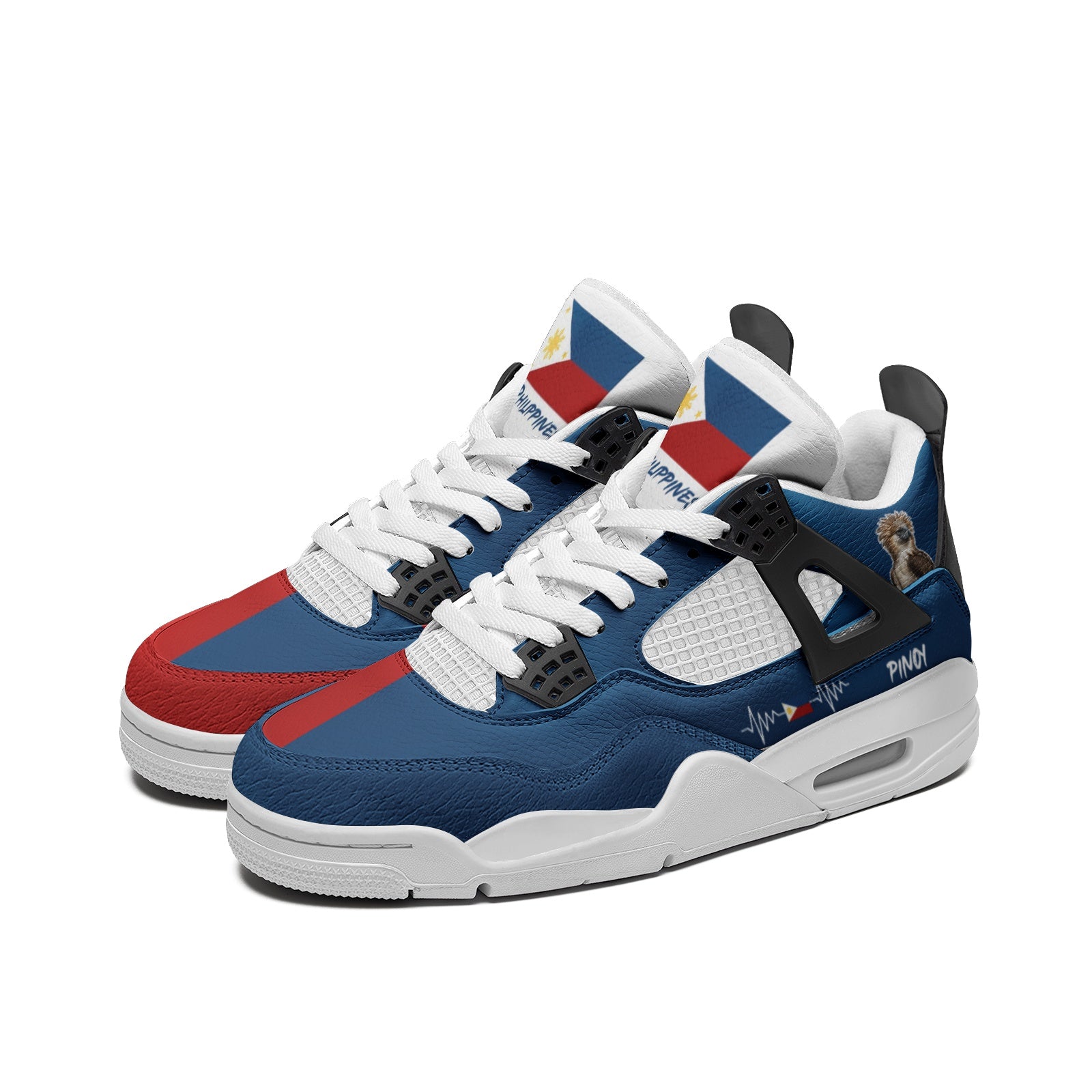Philippines Flag Shoes - Rebel Sole mid top sneaker in Blue, Red, White, Yellow - right side profile view