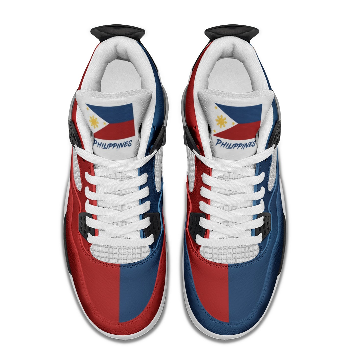 Philippines Flag Shoes - Rebel Sole mid top sneaker in Blue, Red, White, Yellow - inner side and tongue flag view