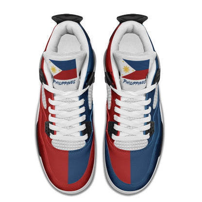 Philippines Flag Shoes - Rebel Sole mid top sneaker in Blue, Red, White, Yellow - inner side and tongue flag view