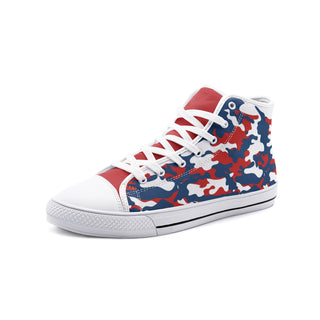 USA camo flag high top shoes with patriotic streetwear design - image 1