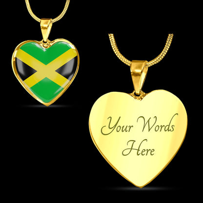 Custom 18K Gold Jamaica Heart Pendant Personalized | Anti-tarnish | Shatterproof Glass | Surgical Steel |