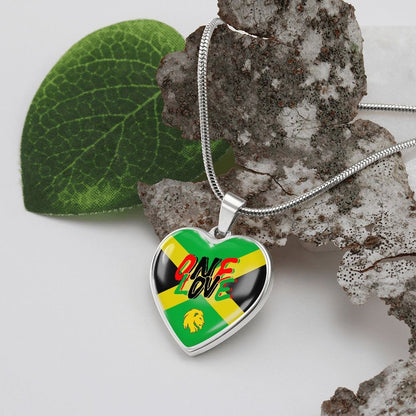 Custom 18K Gold Jamaica Heart Pendant Personalized | Anti-tarnish | | Surgical Steel | Shatterproof Glass | Jamaica Flag Chain | One Love