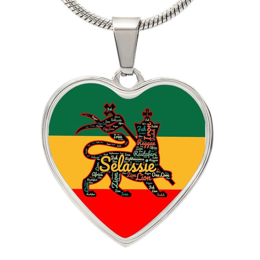 Rasta Heart Chain Lion of Judah Rasta Stripes Pendant Reggae Music Rastafari Necklace Hippie One Love Charm Engrave Jamaica necklace gift