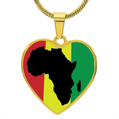 Rasta Stripes Africa Heart Pendant Necklace