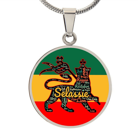 Rasta Circle Chain Lion of Judah Rasta Stripes Pendant Reggae Music Rastafari Necklace Hippie One Love Charm Engrave Jamaica necklace gift