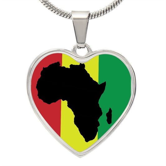 Rasta Stripes Africa Heart Pendant Necklace