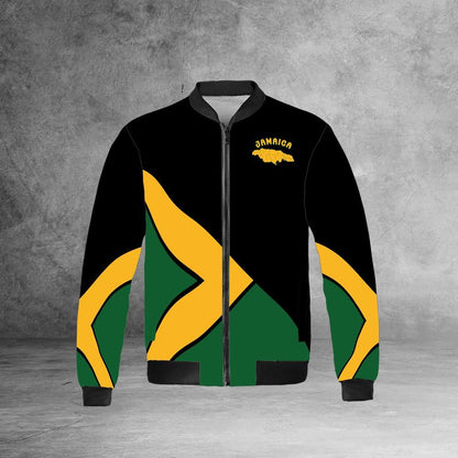 Jamaican Fleece Bomber Jacket Black