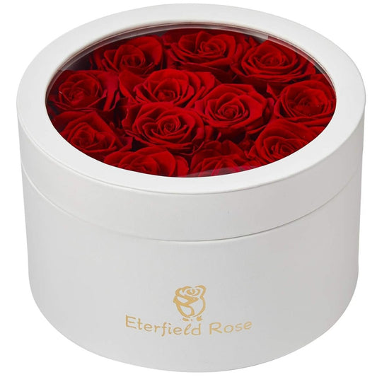 "Eternal Elegance" Preserved Roses in Leather Box - Real Roses That Last a Year