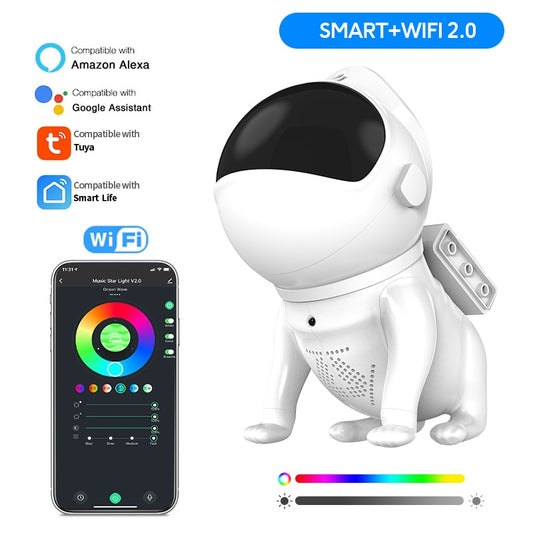 Space Dog Bluetooth Galaxy Star Projector: WIFI App-Controlled