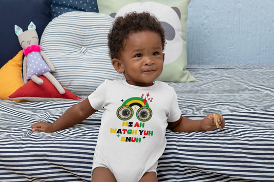Jamaica Baby Infant Rib Bodysuit | Jamaican Saying Onesie | Mi Ah Watch Yuh Enuh | Baby Clothing | Baby Shower Gift | Funny Baby Onesie