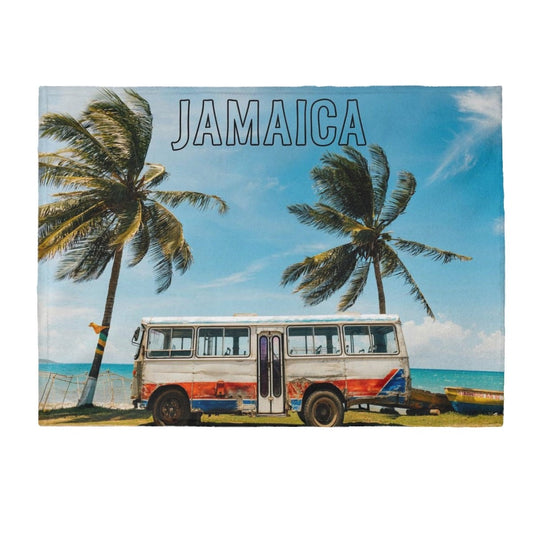 Jamaican Fleece Blanket - Beach Bus
