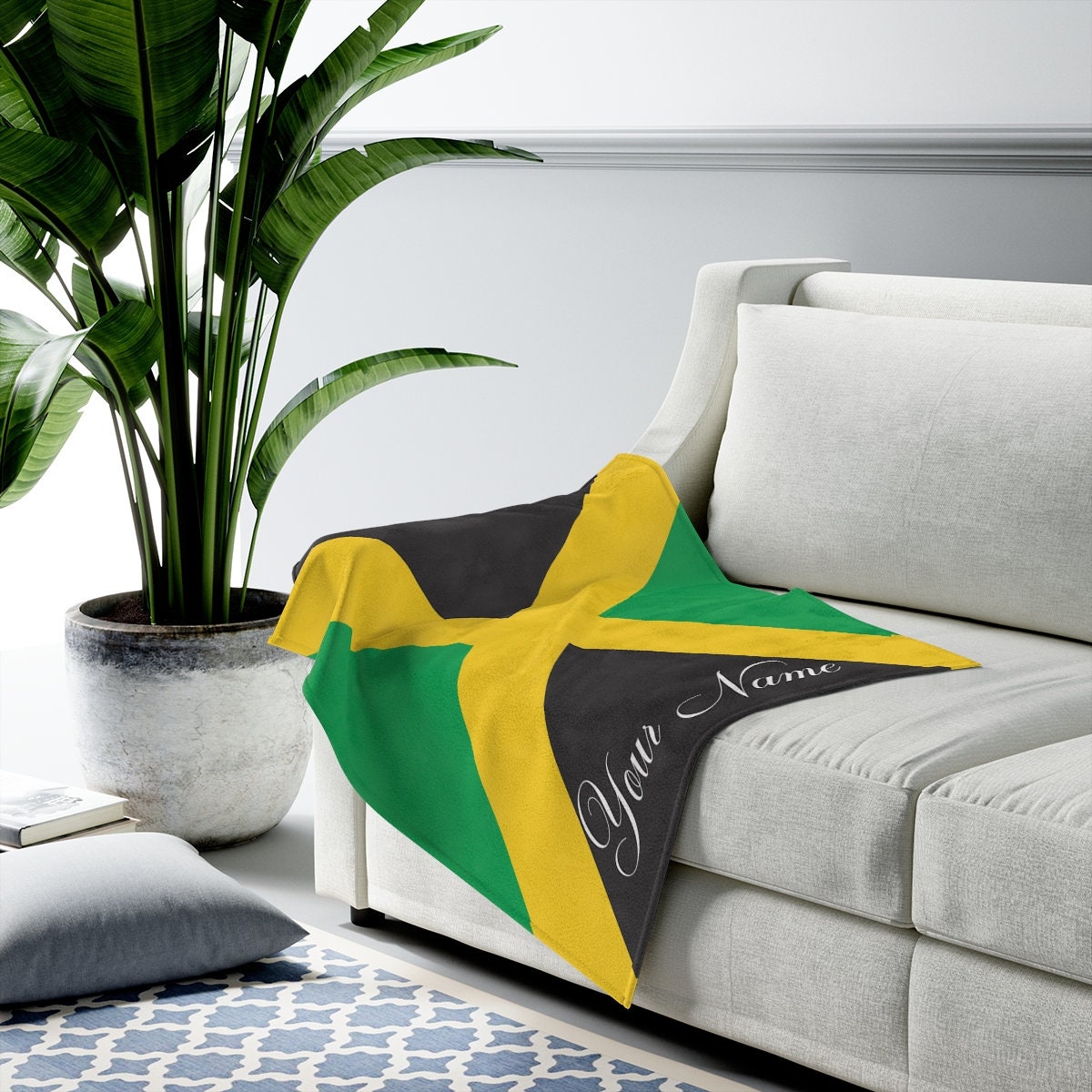 Personalized Jamaica Flag Fleece Blanket