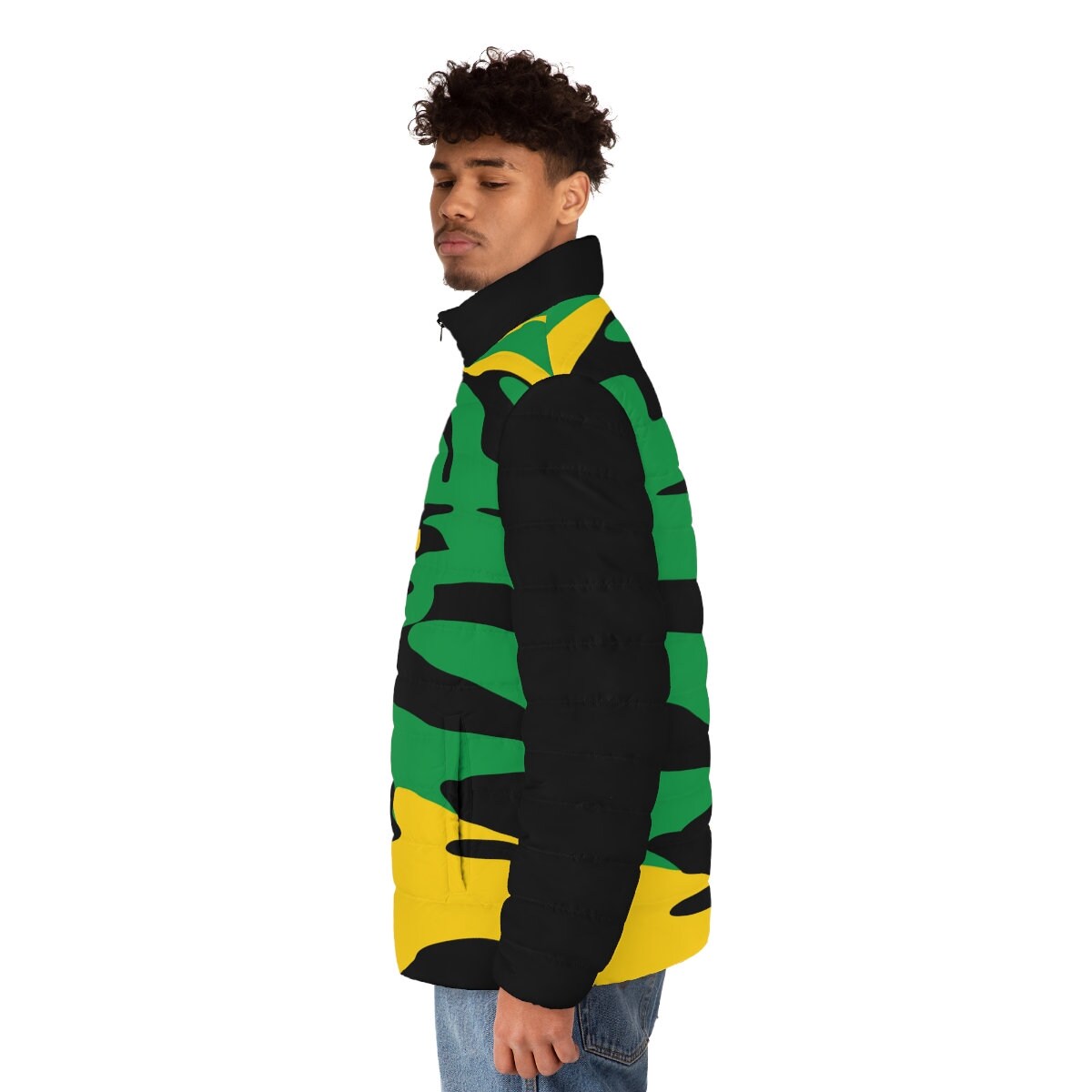 Jamaican Colored Camouflage Puff Jacket